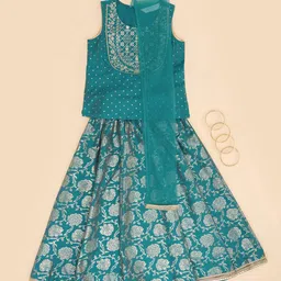 AKKRITI BY PANTALOONS Girls Woven Design Ready to Wear Lehenga & Blouse With Dupatta-39