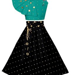 BAESD Girls Embellished Mirror Work Ready to Wear Lehenga & Blouse-image-94