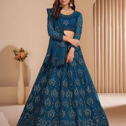 APNISHA Embroidered Beads and Stones Semi-Stitched Lehenga & Unstitched Blouse With Dupatta-picture-14