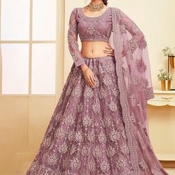 LADY SHOPI Embroidered Beads and Stones Semi-Stitched Lehenga & Blouse With Dupatta-image-49