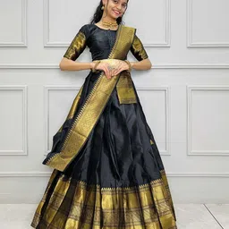 Fabcartz Woven Design Zari Art Silk Semi-Stitched Lehenga & Unstitched Blouse With Dupatta-picture-54