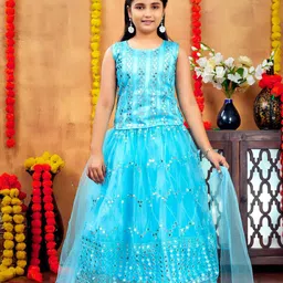 Aarika Girls Embellished Ready to Wear Lehenga & Blouse With Dupatta-image-11