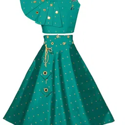 BAESD Girls Embroidered Mirror Work Detailed Ready to Wear Lehenga & Choli-image-72