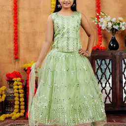Aarika Girls Embellished Ready to Wear Lehenga & Blouse With Dupatta-image-96