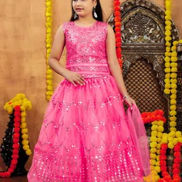 Aarika Girls Embellished Ready to Wear Lehenga & Blouse With Dupatta-picture-19