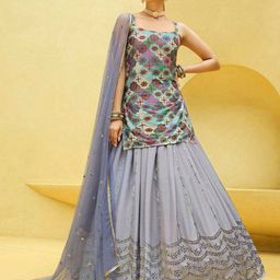 SHUBHKALA Ethnic Motifs Embroidered Ready to Wear Lehenga & Blouse With Dupatta-picture-43