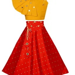 BAESD Girls Embroidered Mirror Work Detailed Ready to Wear Lehenga & Choli-image-62