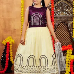 Aarika Girls Embroidered Thread Work Ready to Wear Lehenga & Blouse With Dupatta-image-65