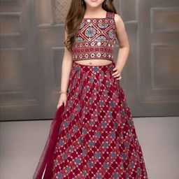 Lagorii Girls Embroidered Sequinned Ready to Wear Lehenga & Blouse With Dupatta-40