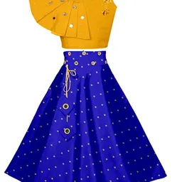 BAESD Girls Embroidered Mirror Work Detailed Ready to Wear Lehenga & Choli-image-67
