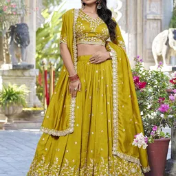 LOOKNBOOK ART Embroidered Ready to Wear Lehenga & Unstitched Blouse With Dupatta-picture-26