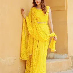 Jaitpuriya Floral Printed Foil Print Ready to Wear Lehenga & Blouse With Dupatta-picture-6