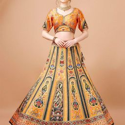 SAPTRANGI Floral Embroidered Beads And Stones Ready To Wear Lehenga & Blouse With Dupatta-image-35
