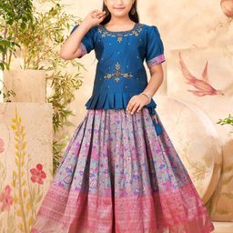 Sangria Girls Embroidered With Woven Design Lehenga Choli-image-70