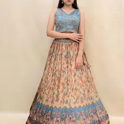 KUNDAN FAB Printed Ready to Wear Lehenga & Blouse With Dupatta-image-3