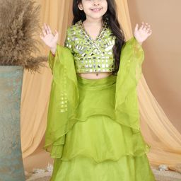 THE LITTLE CELEBS Girls Embellished Ready to Wear Lehenga & Blouse With Dupatta-picture-43