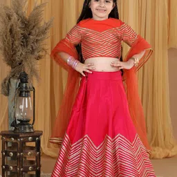 THE LITTLE CELEBS Girls Embellished Ready to Wear Lehenga & Blouse With Dupatta-picture-58
