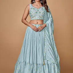 Fusionic Embroidered Thread Work Ready to Wear Lehenga & Blouse With Dupatta-picture-3