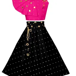 BAESD Girls Embellished Mirror Work Ready to Wear Lehenga & Choli-image-92