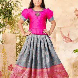 Sangria Girls Embellished With Woven Design Lehenga Choli-image-15