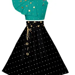 BAESD Girls Embroidered Mirror Work Ready to Wear Lehenga Choli-image-60