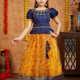 Sangria Girls Beads Embroidered Silk Lehenga Choli Set-picture-28