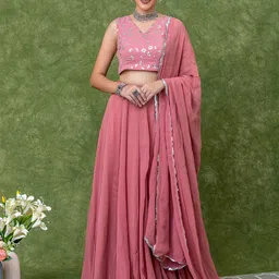 KASYA Embroidered V-Neck Ready to Wear Lehenga & Blouse With Dupatta-picture-45