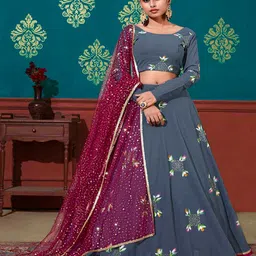 SHUBHKALA Ethnic Printed Beads Semi-Stitched Lehenga & Unstitched Blouse With Dupatta-picture-31