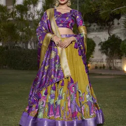 LOOKNBOOK ART Printed Ready to Wear Lehenga & Unstitched Blouse With Dupatta-image-89
