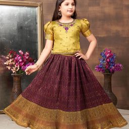 Sangria Girls Embroidered Round Neck Lehenga Choli-image-21