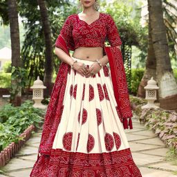 LOOKNBOOK ART Printed Ready to Wear Lehenga & Unstitched Blouse With Dupatta-picture-27