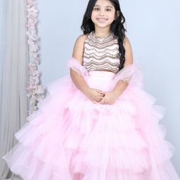 THE LITTLE CELEBS Girls Embellished Beads and Stones Ready to Wear Lehenga & Blouse With Dupatta-picture-38
