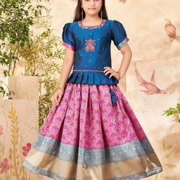 Sangria Girls Embroidered With Woven Design Lehenga Choli-image-72