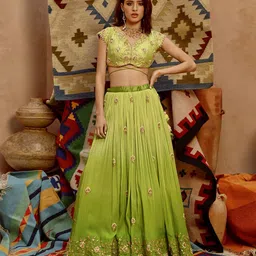 Pallavi Jaipur Embroidered Thread Work Ready To Wear Lehenga & Blouse-image-18