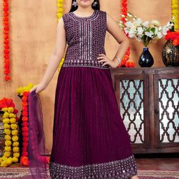 BAESD Girls Embellished Mirror Work Ready to Wear Lehenga &-picture-58
