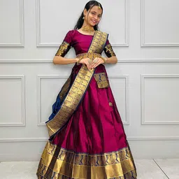 Fabcartz Woven Design Semi-Stitched Lehenga & Unstitched Blouse With Dupatta-picture-51