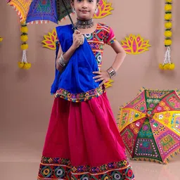 BANJARA INDIA Girls Embroidered Thread Work Ready to Wear Lehenga & Blouse With Dupatta-image-28