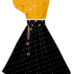 BAESD Girls Embroidered Mirror Work Ready to Wear Lehenga & Blouse-picture-58