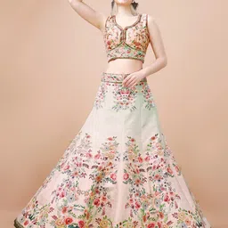 SAPTRANGI Printed Beads and Stones Ready to Wear Lehenga & Blouse With Dupatta-picture-13