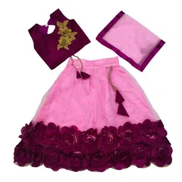 BAESD Girls Embroidered Patchwork Ready to Wear Lehenga & Blouse With Dupatta-image-62