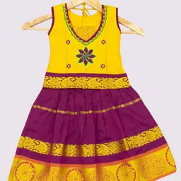 AMIRTHA FASHION Girls Maroon & Yellow Embroidered Ready to Wear Lehenga & Choli-image-85