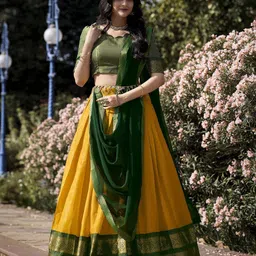 LOOKNBOOK ART Semi-Stitched Lehenga & Unstitched Blouse With Dupatta-image-81