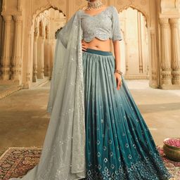 ODETTE Embellished Sequinned Semi-Stitched Lehenga & Unstitched Blouse With Dupatta-image-30