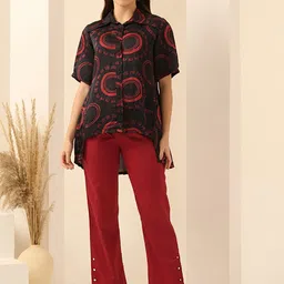 First Resort by Ramola Bachchan Printed Short Sleeves Shirt With Trouser-picture-42
