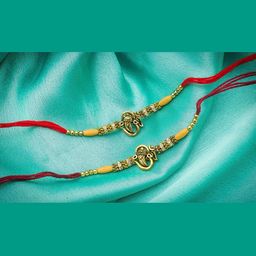 Aadita Men Set Of 2 Gold-TonedGanesha Rakhi-image-50