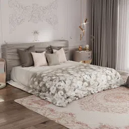 ROSARA HOME Taupe & White Floral Pure Cotton 300 TC King Bedsheet with 2 Pillow Covers-image-36