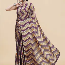 MIRCHI FASHION Magenta & Green Leheriya Printed Gotta Patti Poly Chiffon Leheriya Saree-image-21
