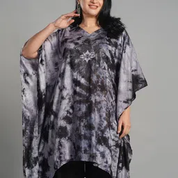 LetsDressUp Abstract Printed V-Neck Flared Sleeves Kaftan Kurti-5