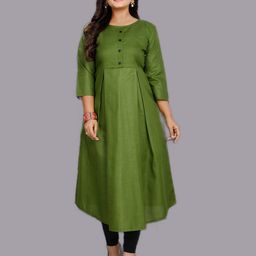 Kinjo Round Neck A-Line Pure Cotton Kurta-16