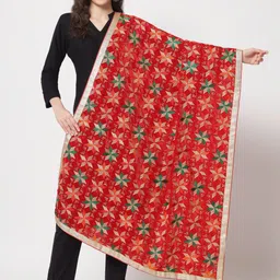 Zamour Embroidered Velvet Dupatta With Phulkari-picture-47